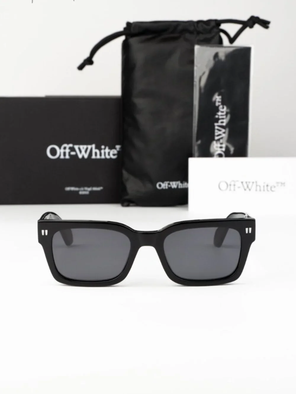 Off-White MIDLAND Women Sunglasses Black Grey Square OERI108 1007 NEW AUTHENTIC